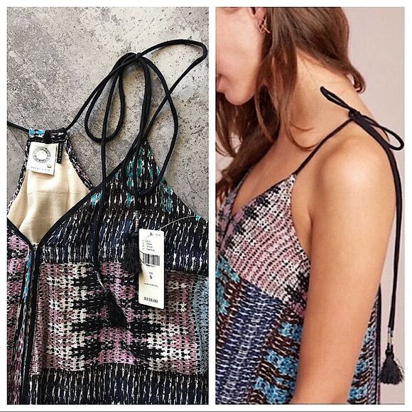 Anthropologie Akemi + Kin Tassel Midi Dress NEW Boho Rayon Small - Picture 7 of 13